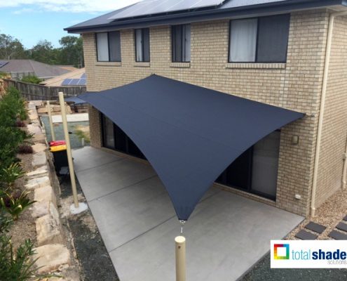 shade sail entertainment area black shade cloth shadecloth outdoor patio area living space steel posts fixing points
